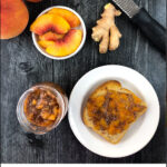 glass jar with ginger peach chia jam