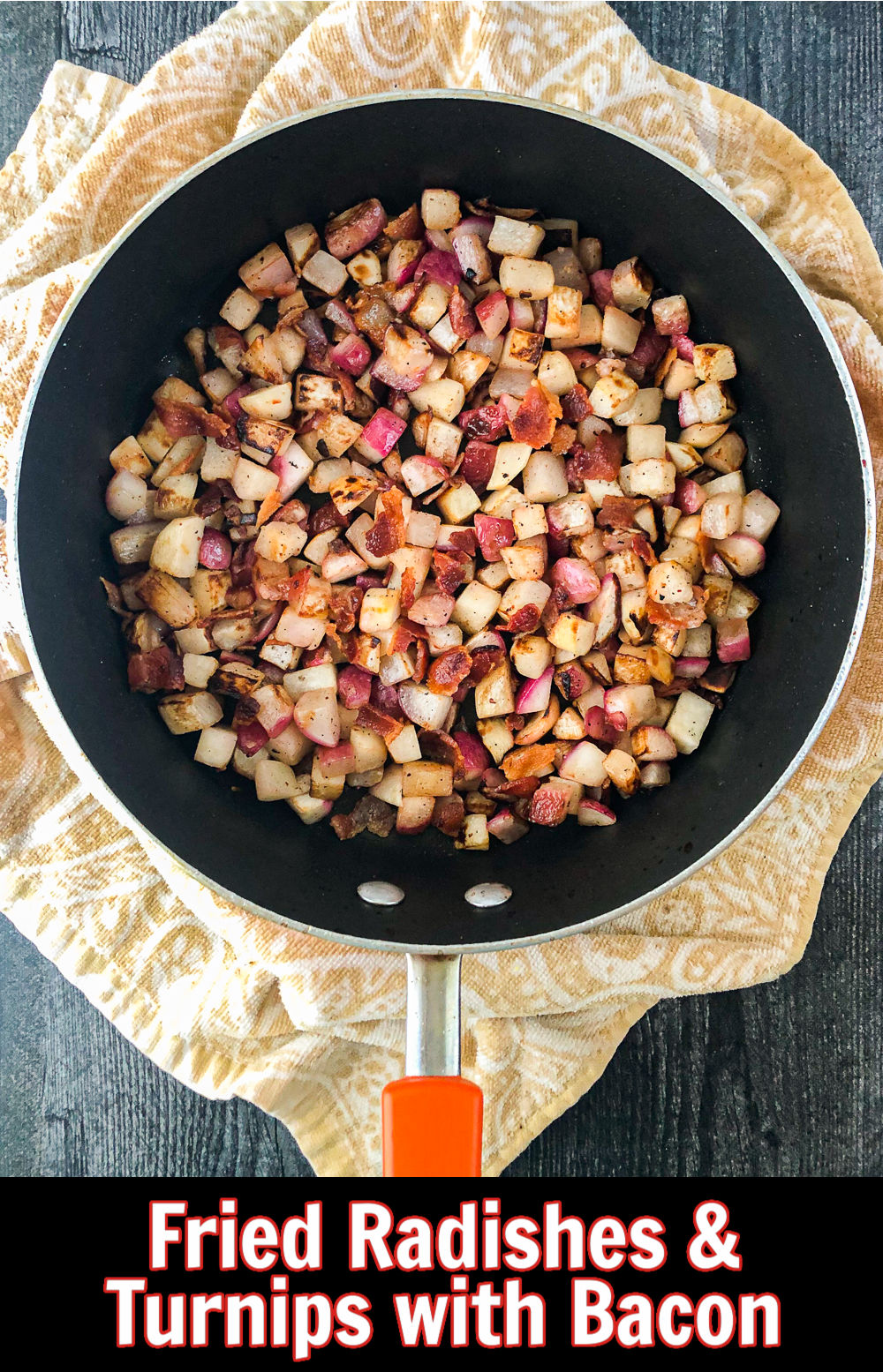 Fried Radishes & Turnips with Bacon easy low carb comfort food!