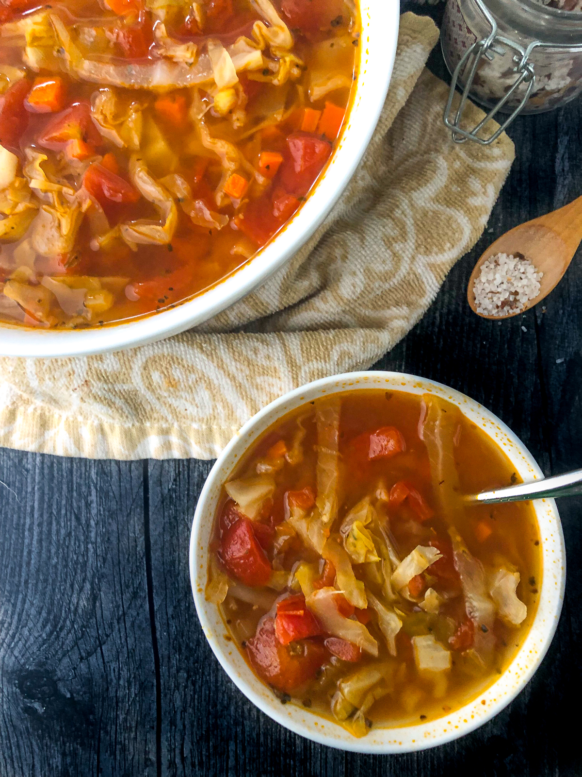 Low Calorie Keto Cabbage Soup Recipe - spicy, tasty vegetarian soup!