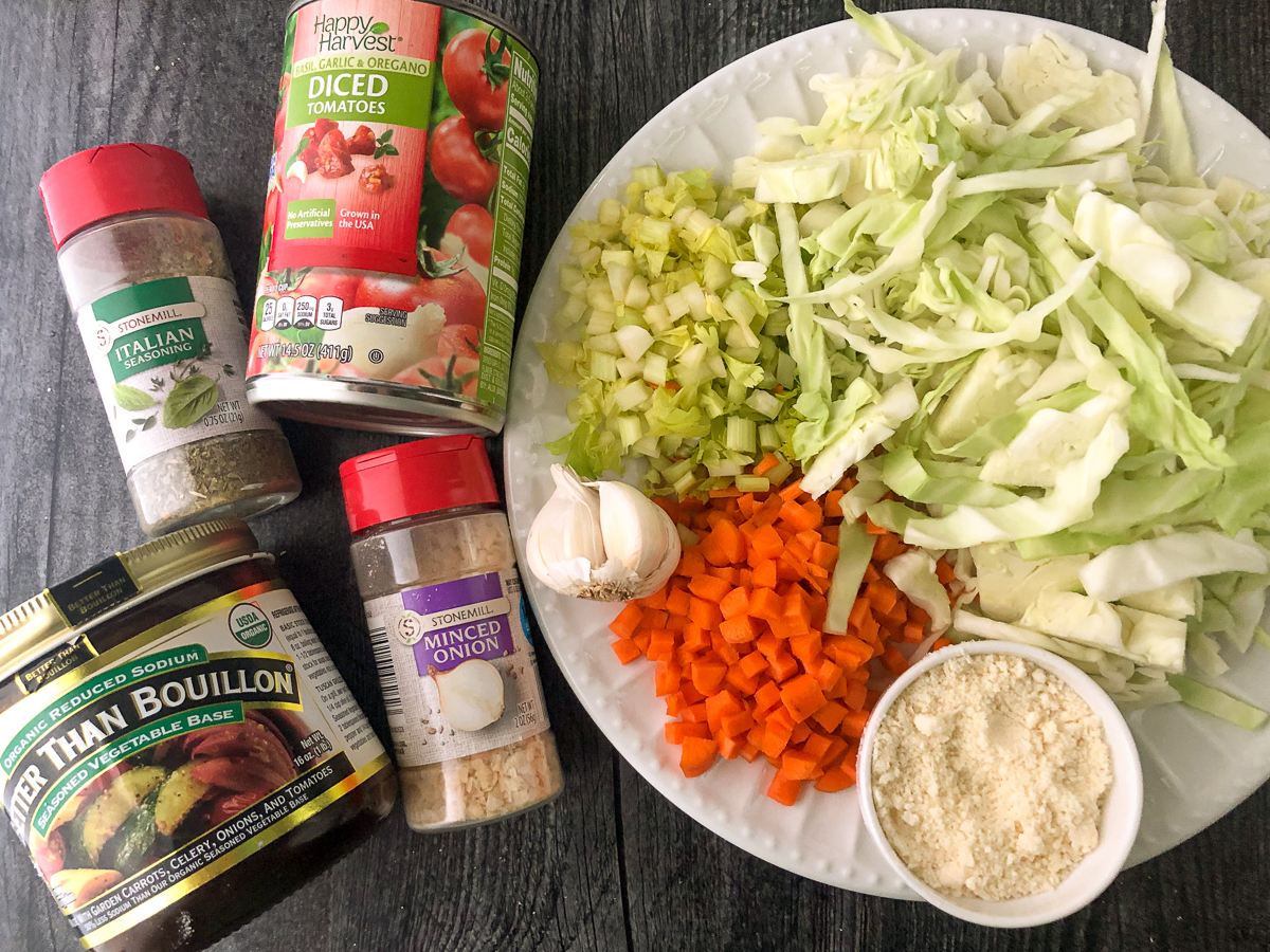 Low Calorie Keto Cabbage Soup Recipe - spicy, tasty vegetarian soup!