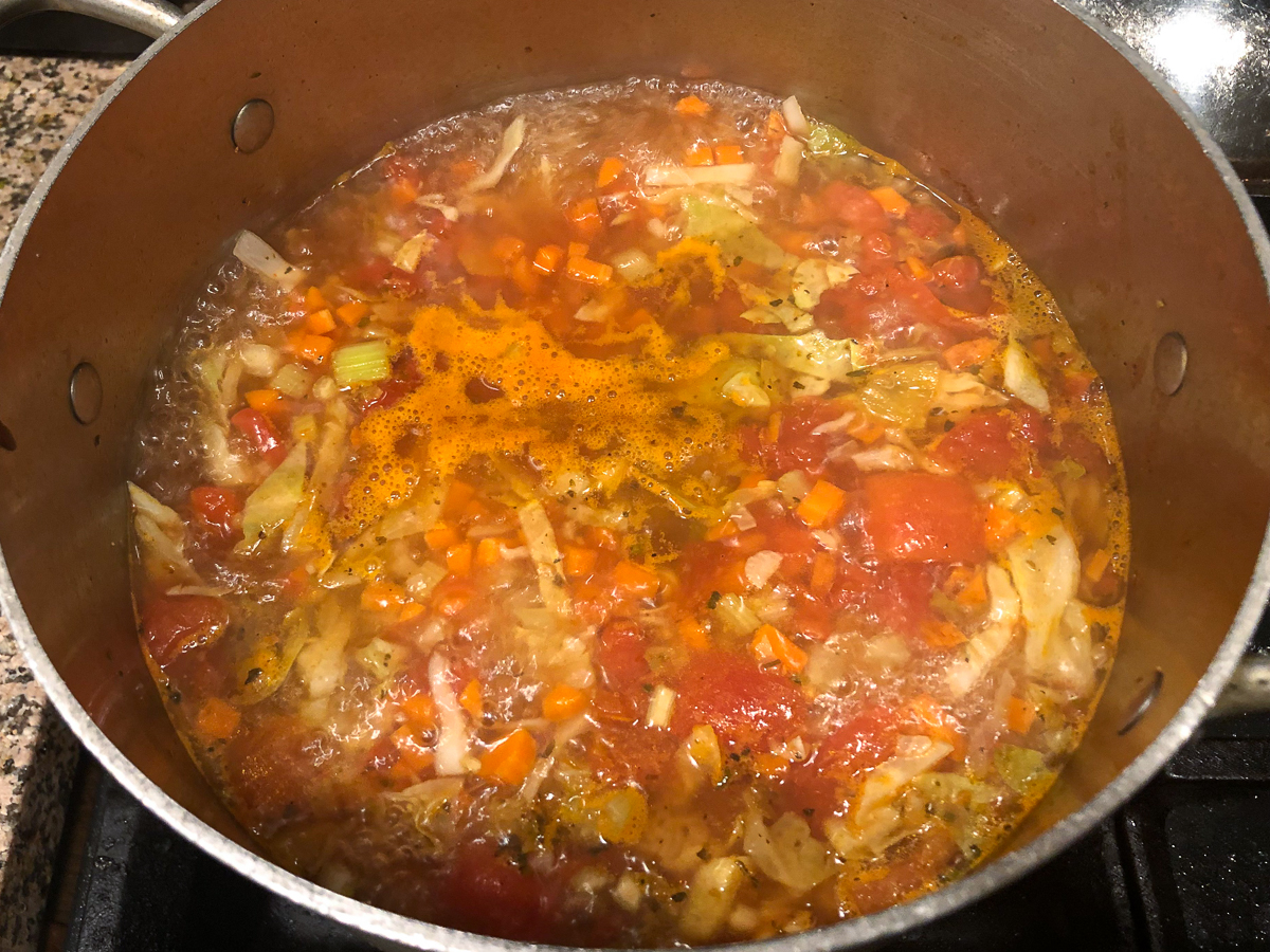 Low Calorie Keto Cabbage Soup Recipe - spicy, tasty vegetarian soup!