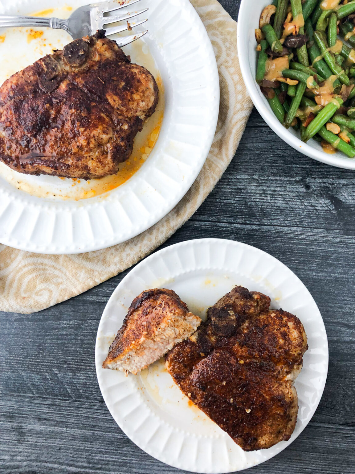 Thick Pork Chops in the Air Fryer - easy keto dinner in 15 minutes!