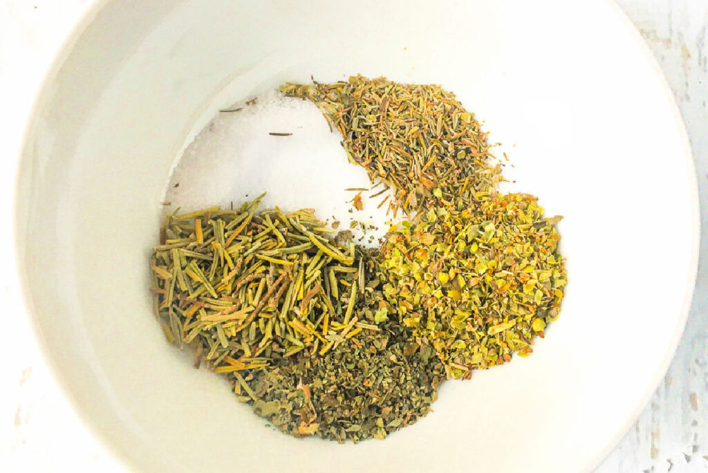 white bowl of spice rub for roast