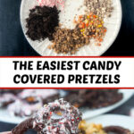 white plates with candy covered prtezels