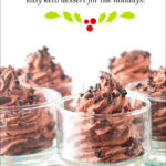closeup of the glass dessert cups with sugar free chocolate mousse and text