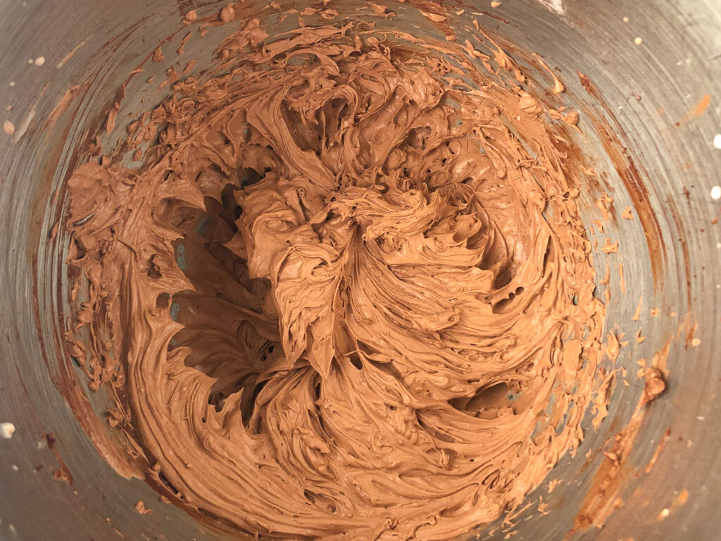mixing bowl with chocolate mousse