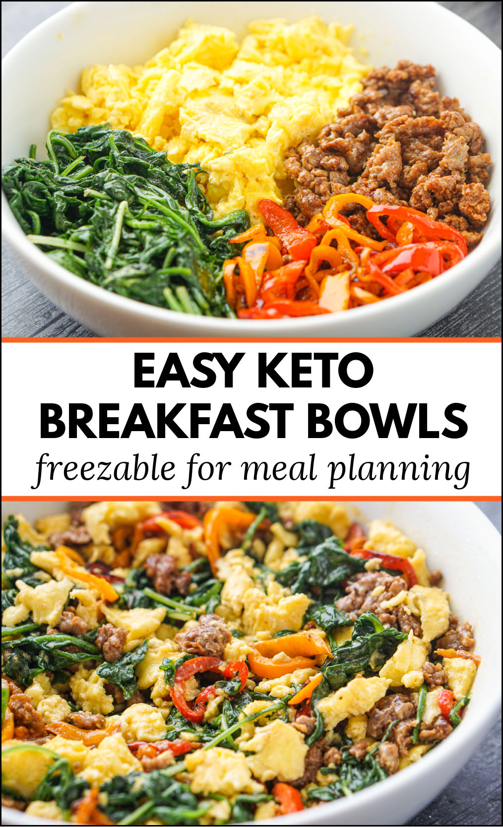 Sausage & Egg Keto Breakfast Bowls freezable quick healthy breakfast