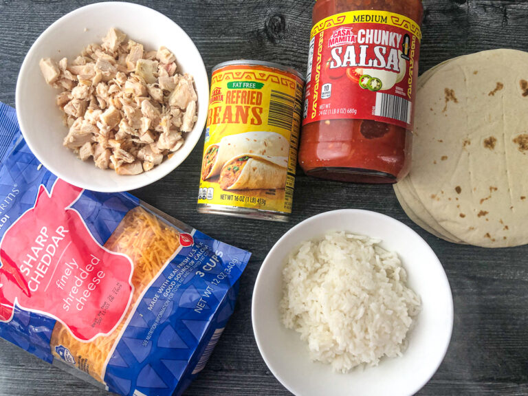 Easy Chicken Burrito Casserole Recipe using leftover rice and chicken!