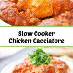 plate and bowl with chicken cacciatore and text