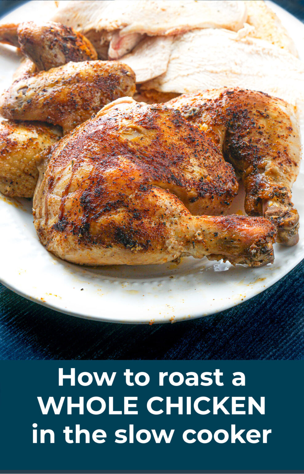 Slow Cooker Whole Chicken Recipe roasted with keto chicken dry rub