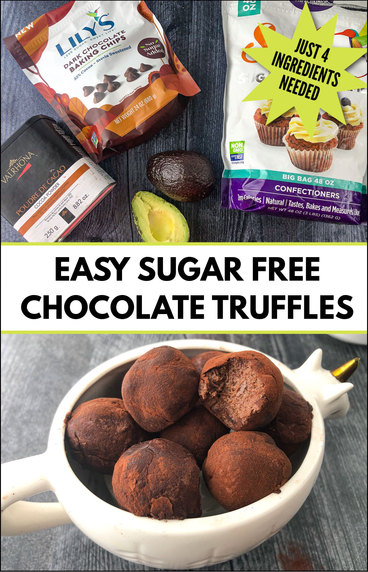 Easy Keto Chocolate Truffles Recipe 4 ingredient low carb sweet treat!