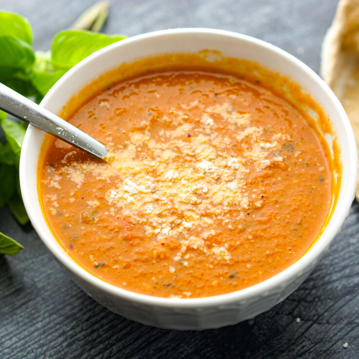 Roasted Zucchini and Tomato Soup Recipe - easy & healthy low carb dish!