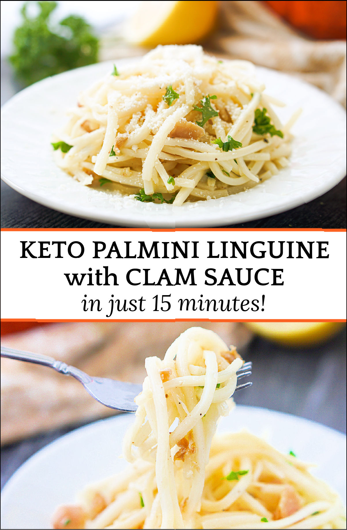 Palmini Linguine with Keto Clam Sauce easy keto dinner in 15 Minutes!