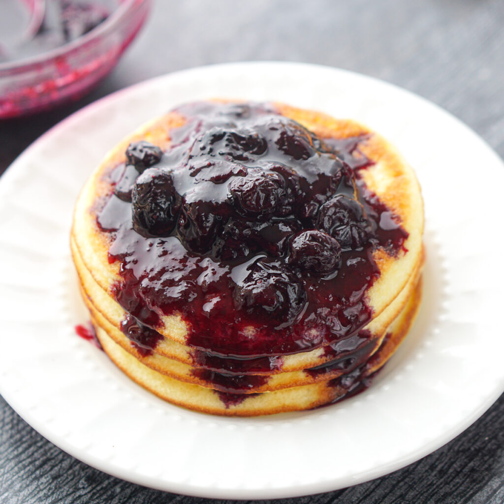 Easy Keto Cream Cheese Pancakes with Sugar Free Blueberry Sauce!