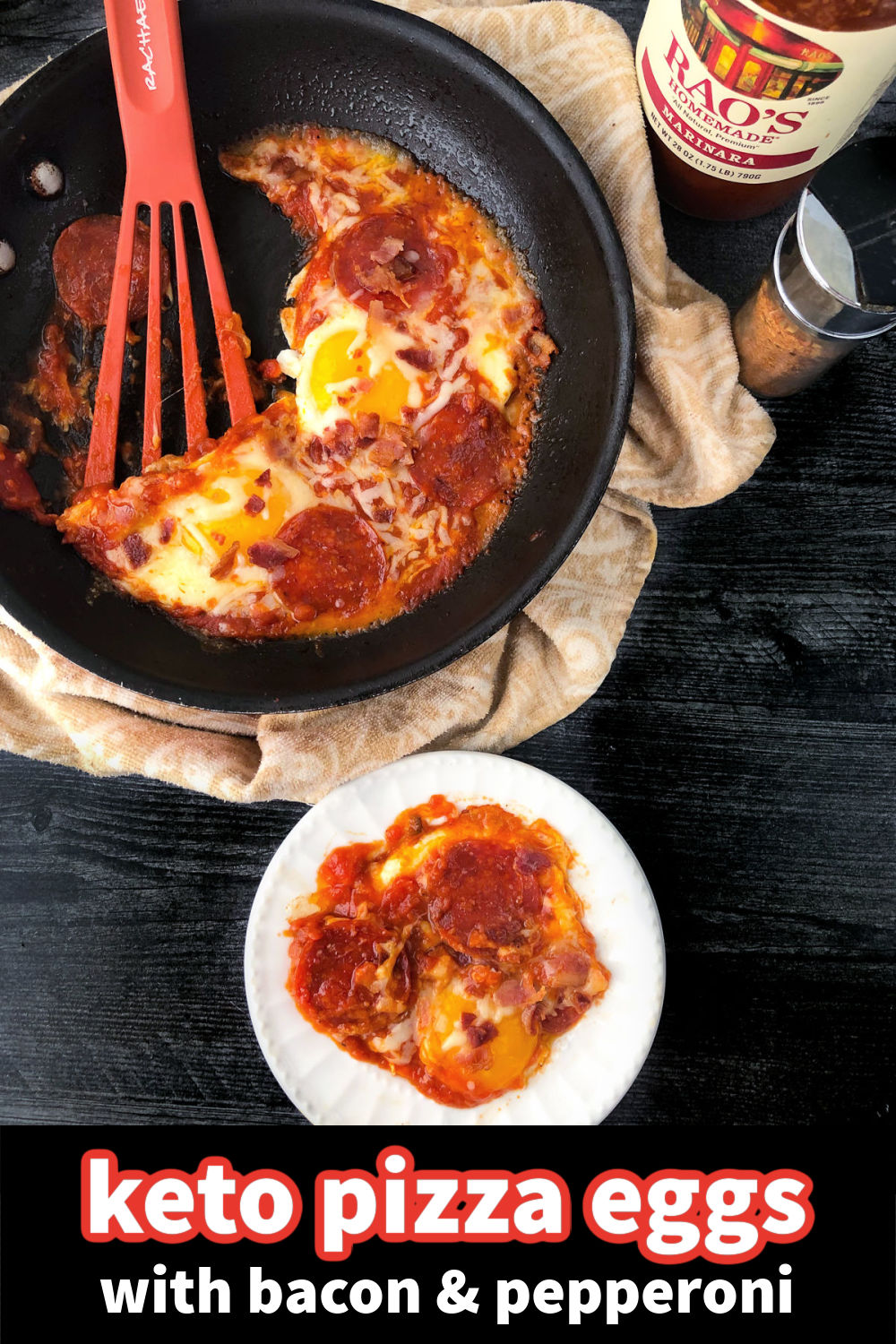Keto Pizza Eggs with Pepperoni and Bacon low carb meal in 10 minutes!