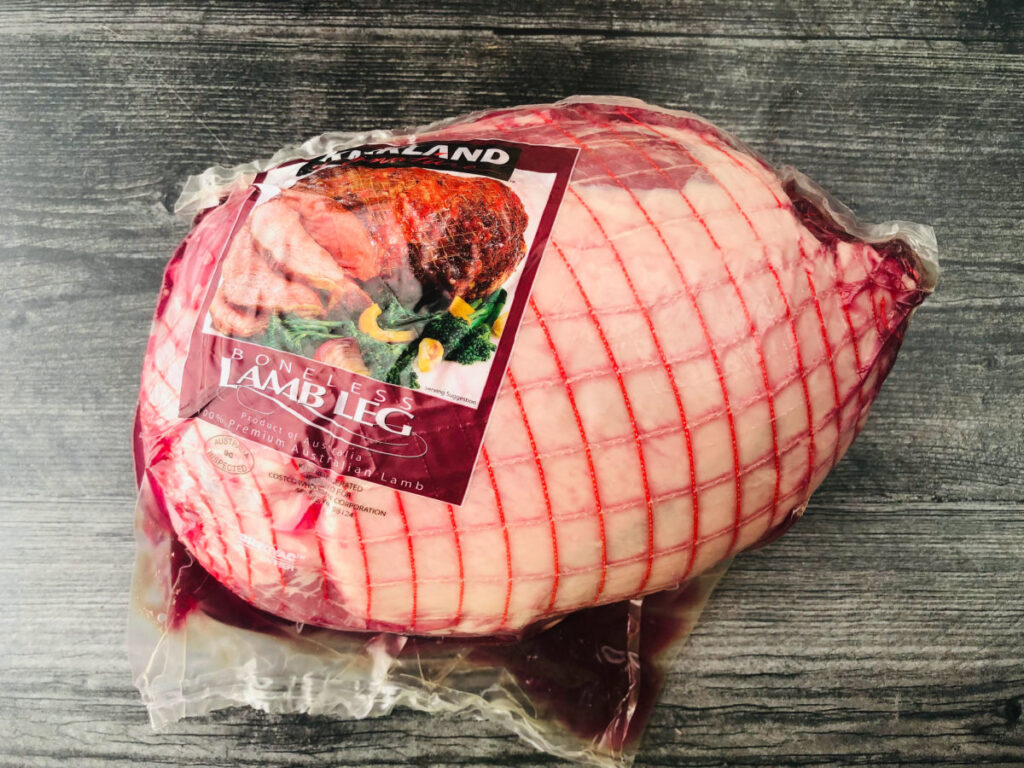 raw leg of lamb in packaging