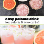 closeup of a keto palmona cocktail and text