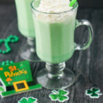 2 glasses with shamrock shake and text