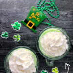 2 glasses with shamrock shake and text