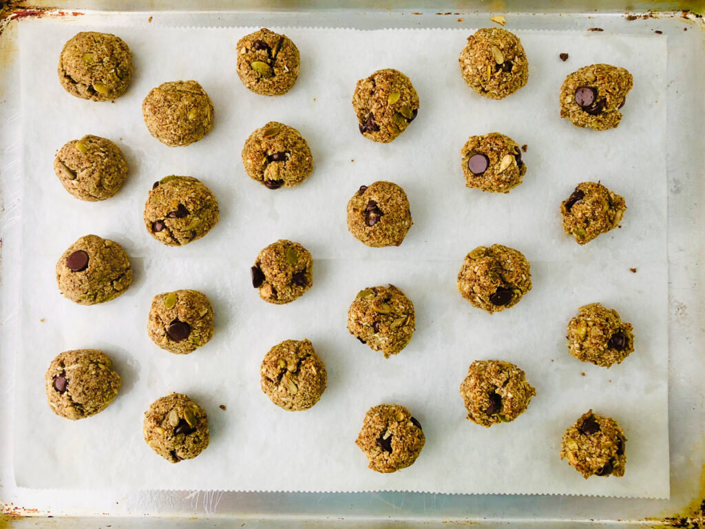 baked granola cookies on a baking sheet