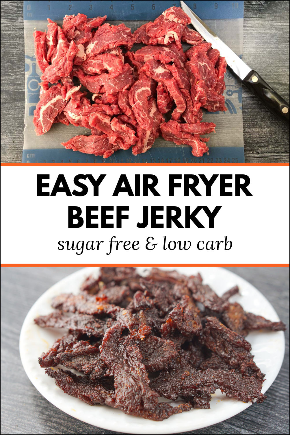 Easy Keto Air Fryer Beef Jerky sugar free & low carb snack!