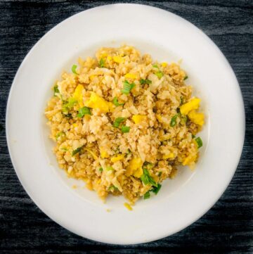 white plate simple keto fried rice