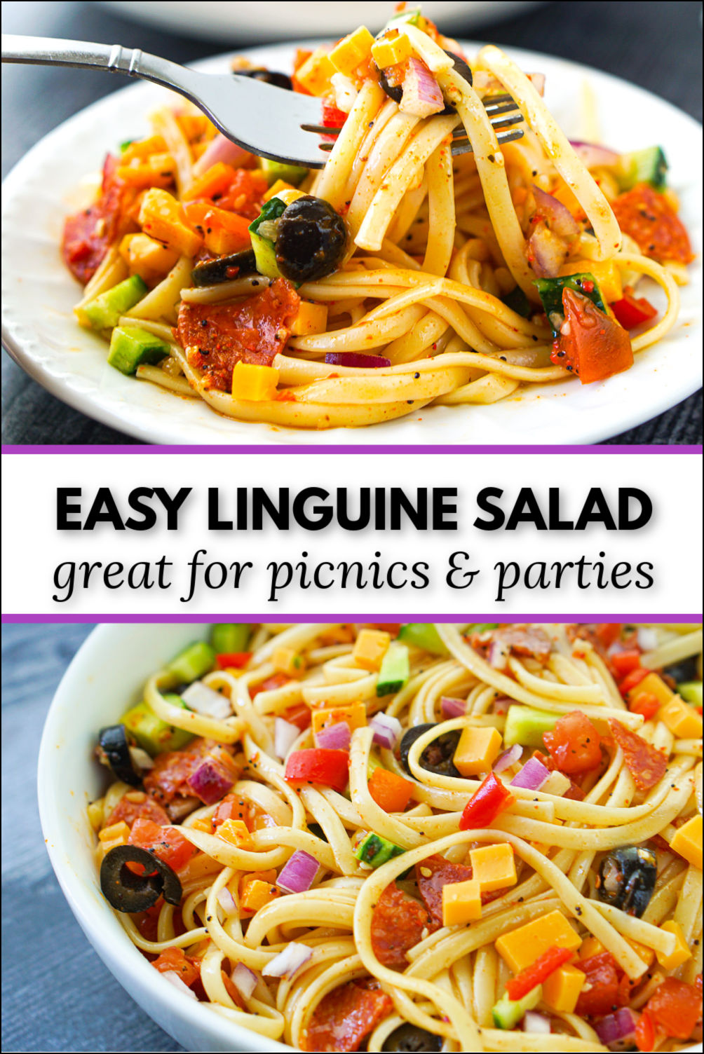 Easy Linguine Salad using Salad Supreme great for summer parties!