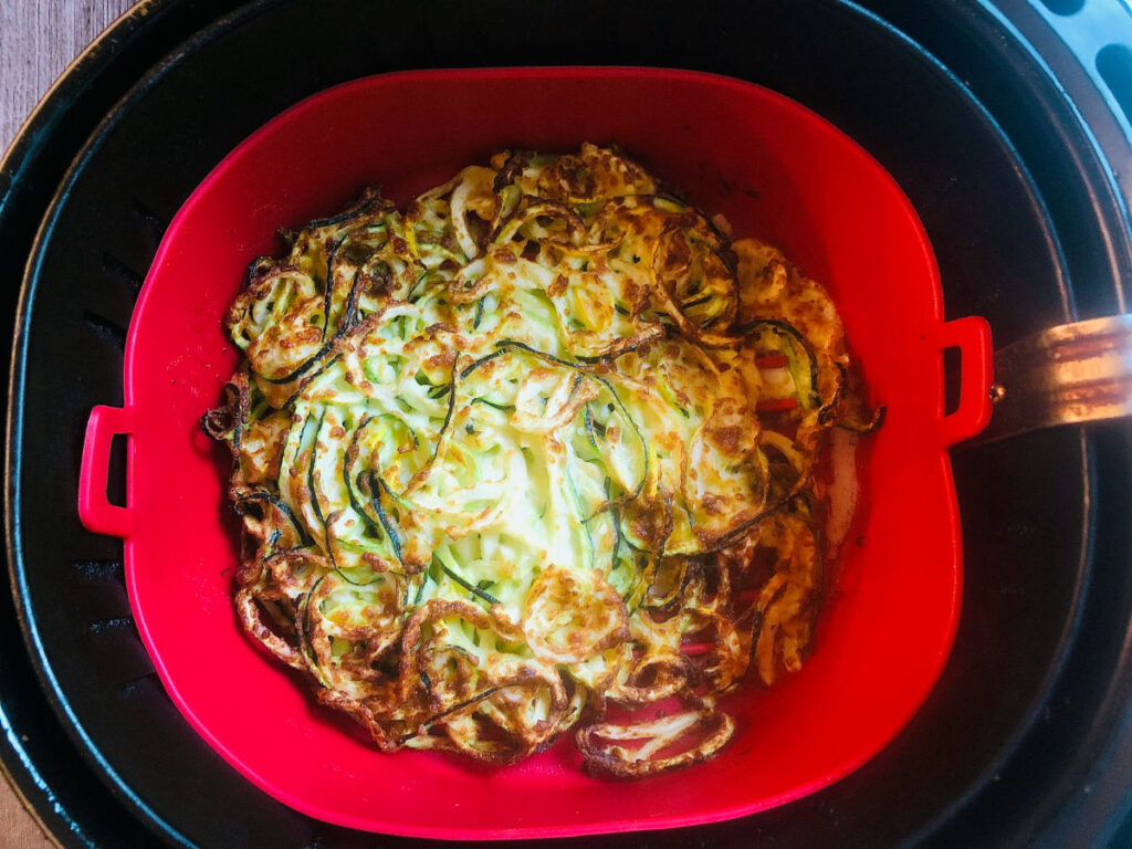 Keto Air Fryer Zucchini Noodles in the Air Fryer 3 ingredients, 15 minutes