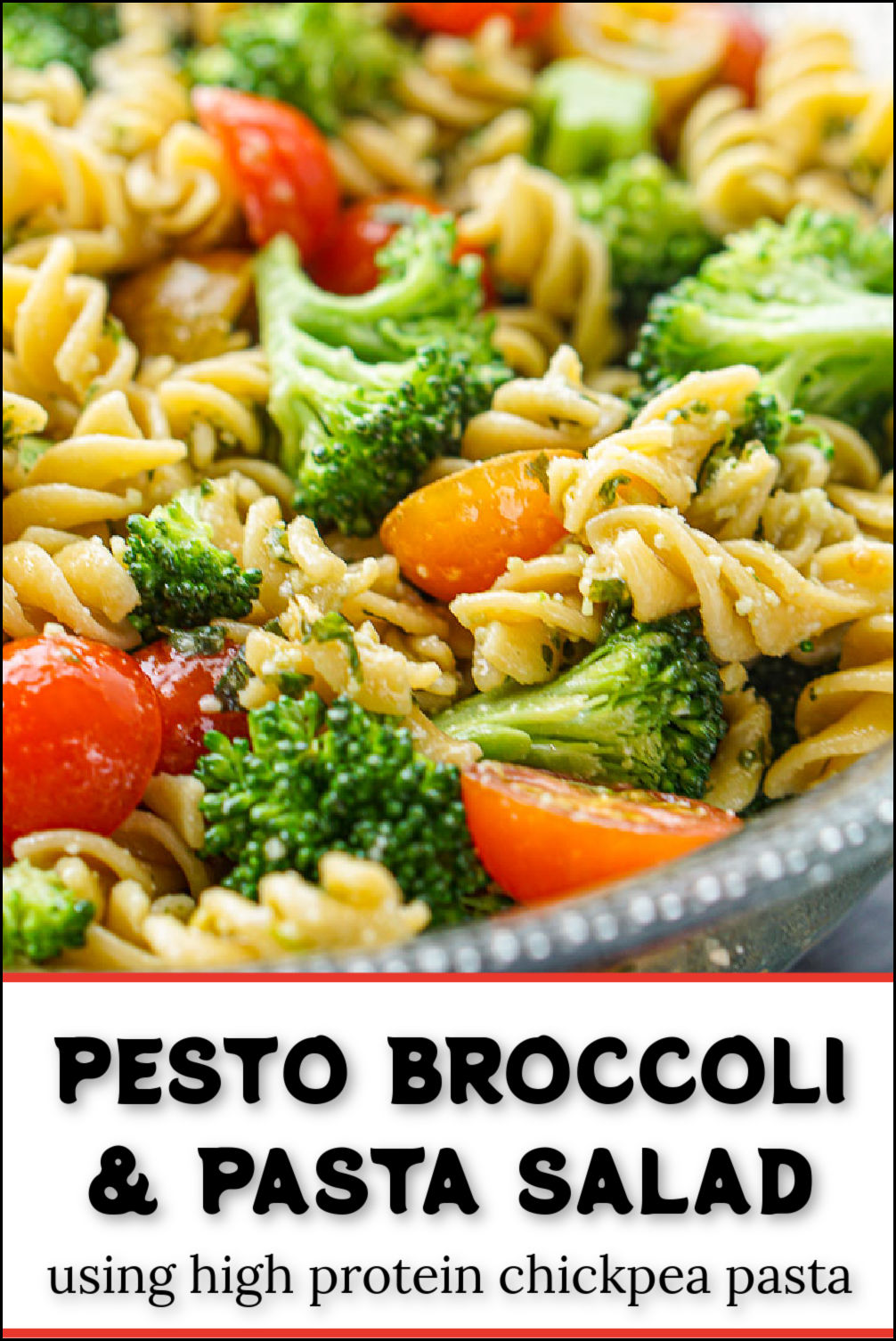 Pesto Broccoli Pasta Salad Recipe using gluten free, high protein pasta!
