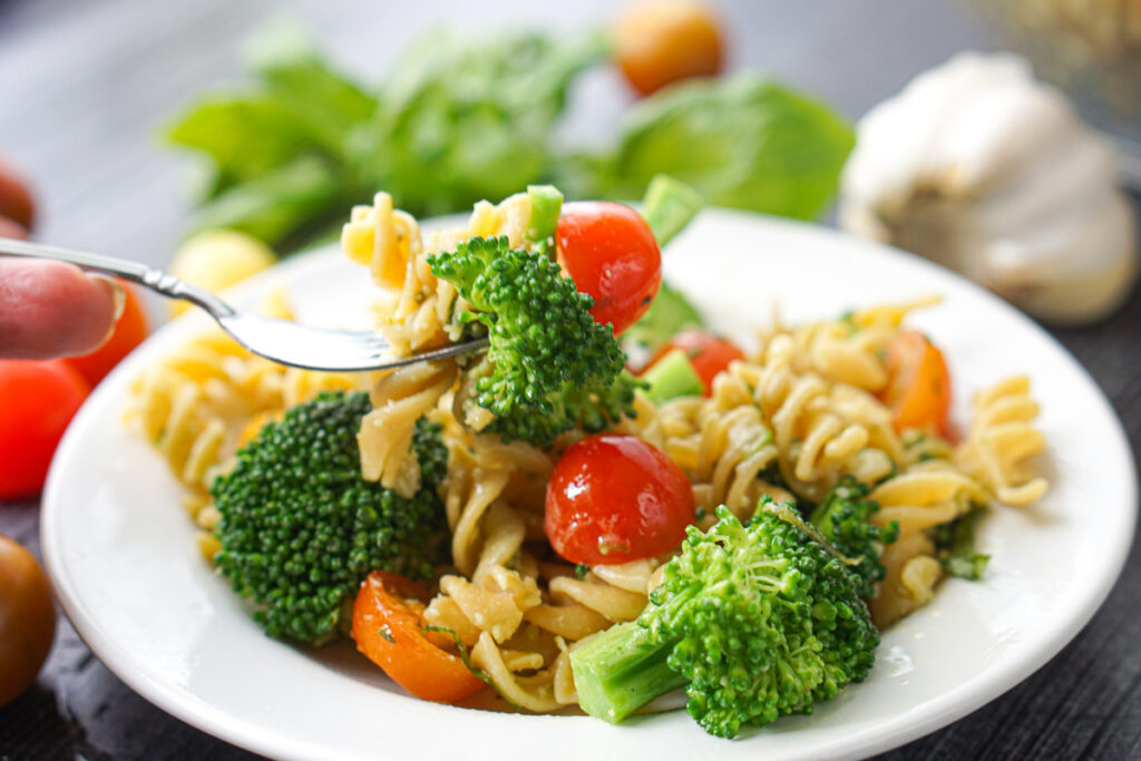 Pesto Broccoli Pasta Salad Recipe using gluten free, high protein pasta!