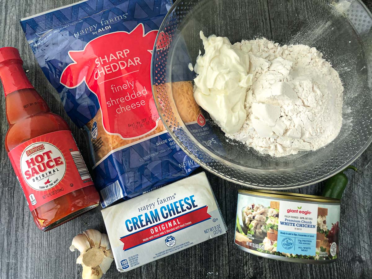 ingredients for 2 ingredient dough and buffalo pizza