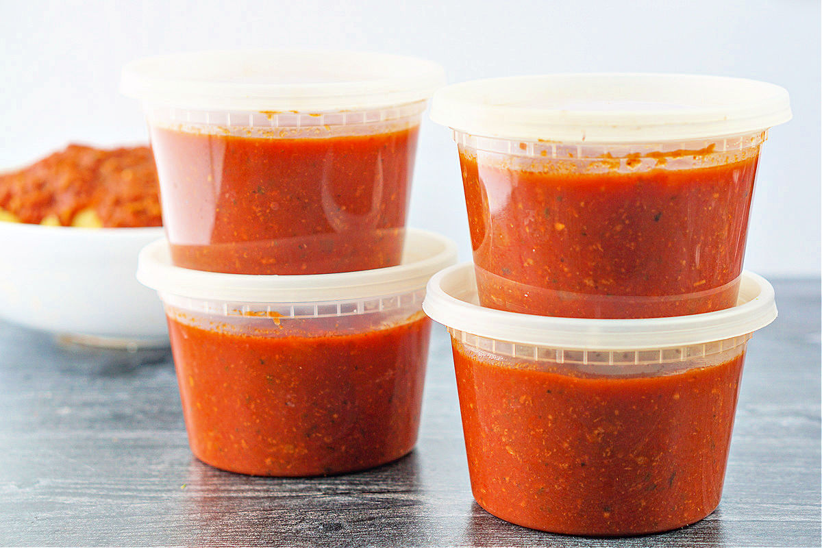 freezer containers with meat sauce