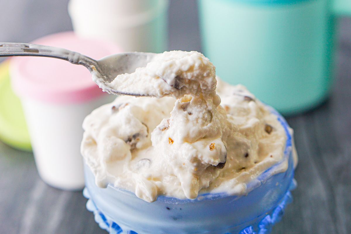 spoonful of keto cookie dough ice cream