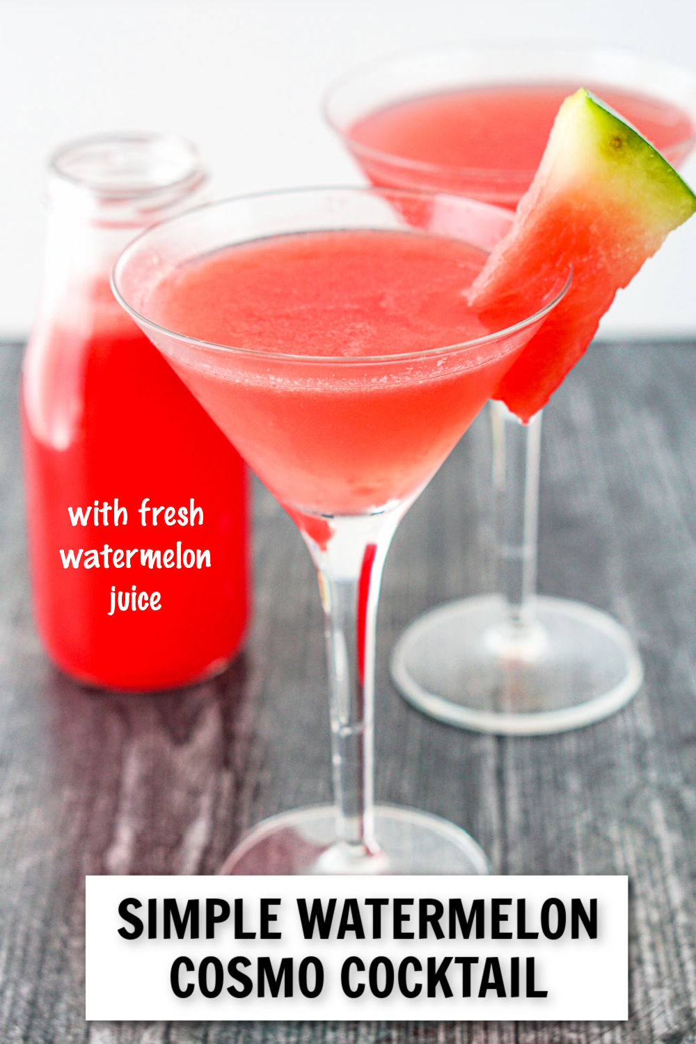 watermelon cosmo in martini glass with text