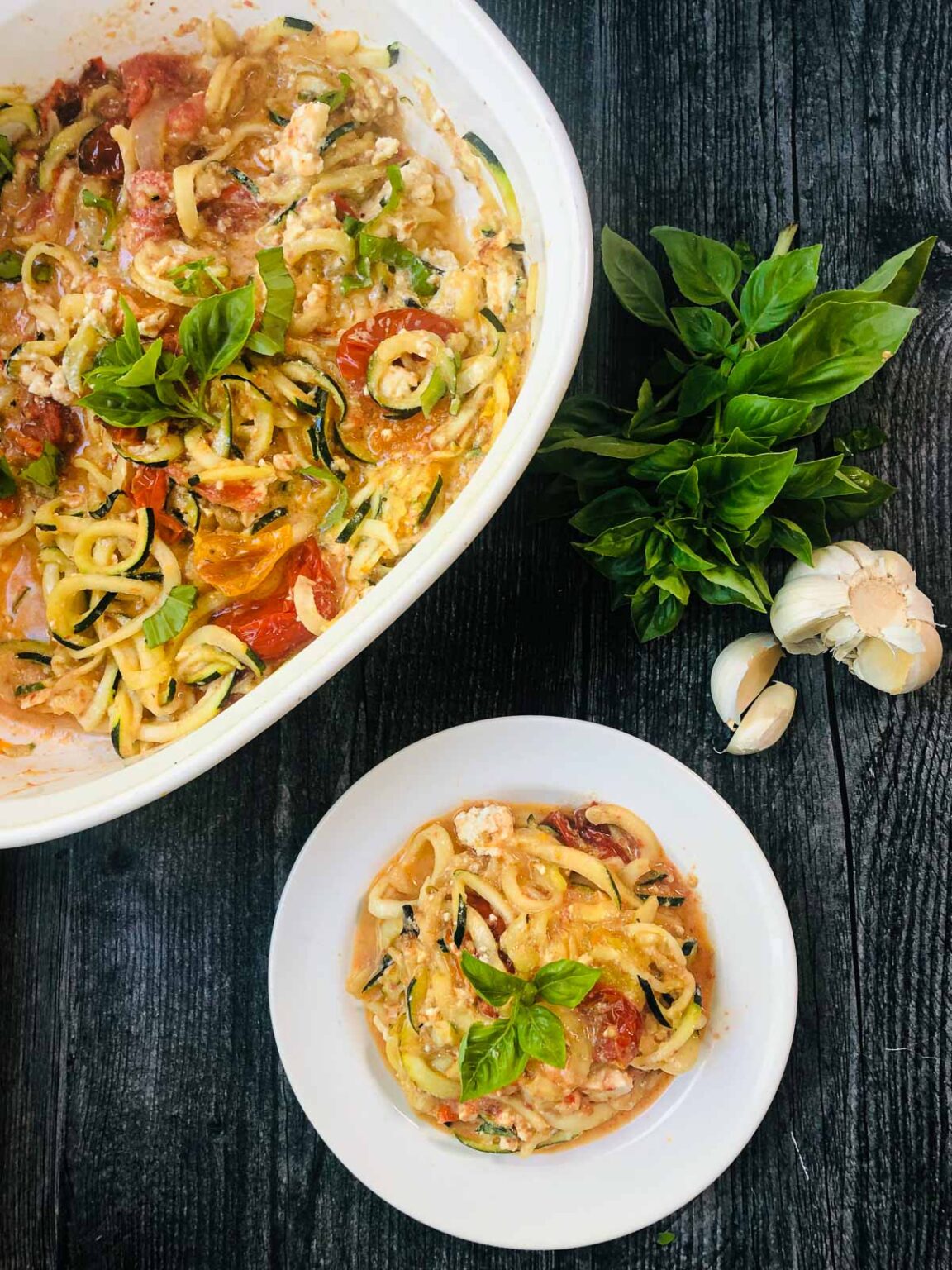 Easy Keto Baked Feta Pasta Recipe just 20 minutes in the air fryer!