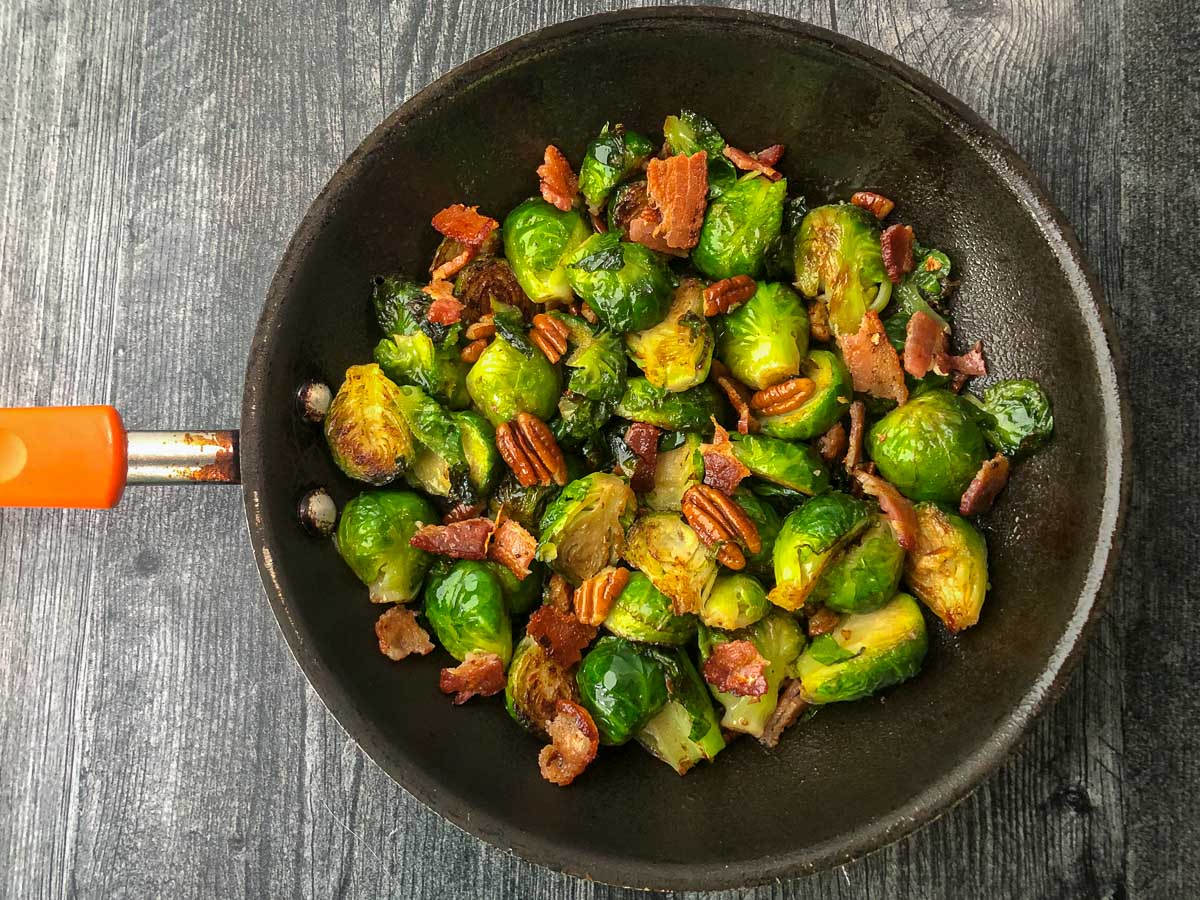 finished maple bacon Brussels sprouts