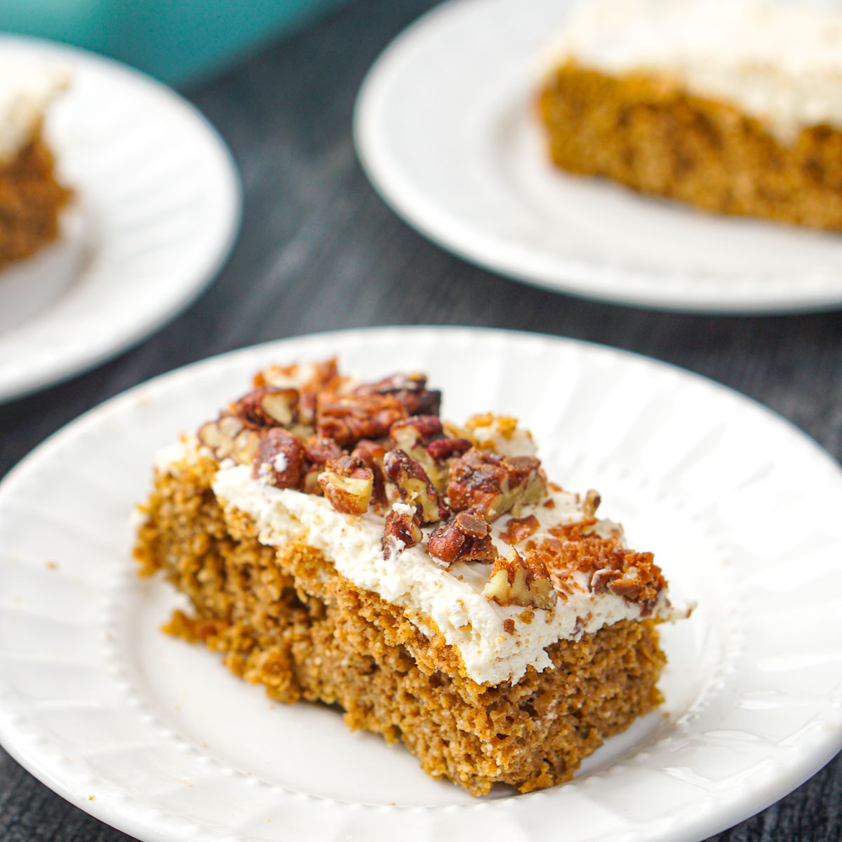 keto pumpkin bars on white plates