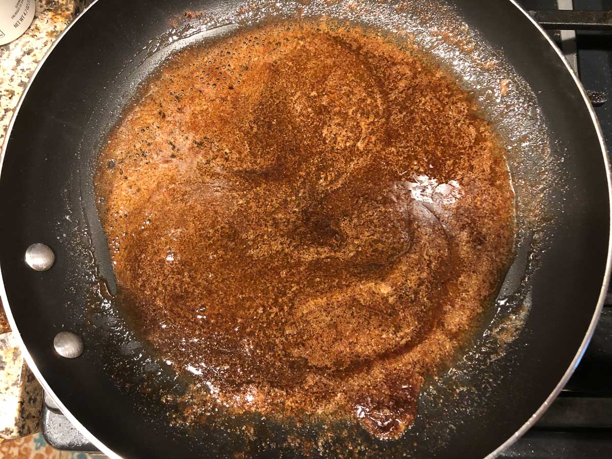 pan with pumpkin spice sauce