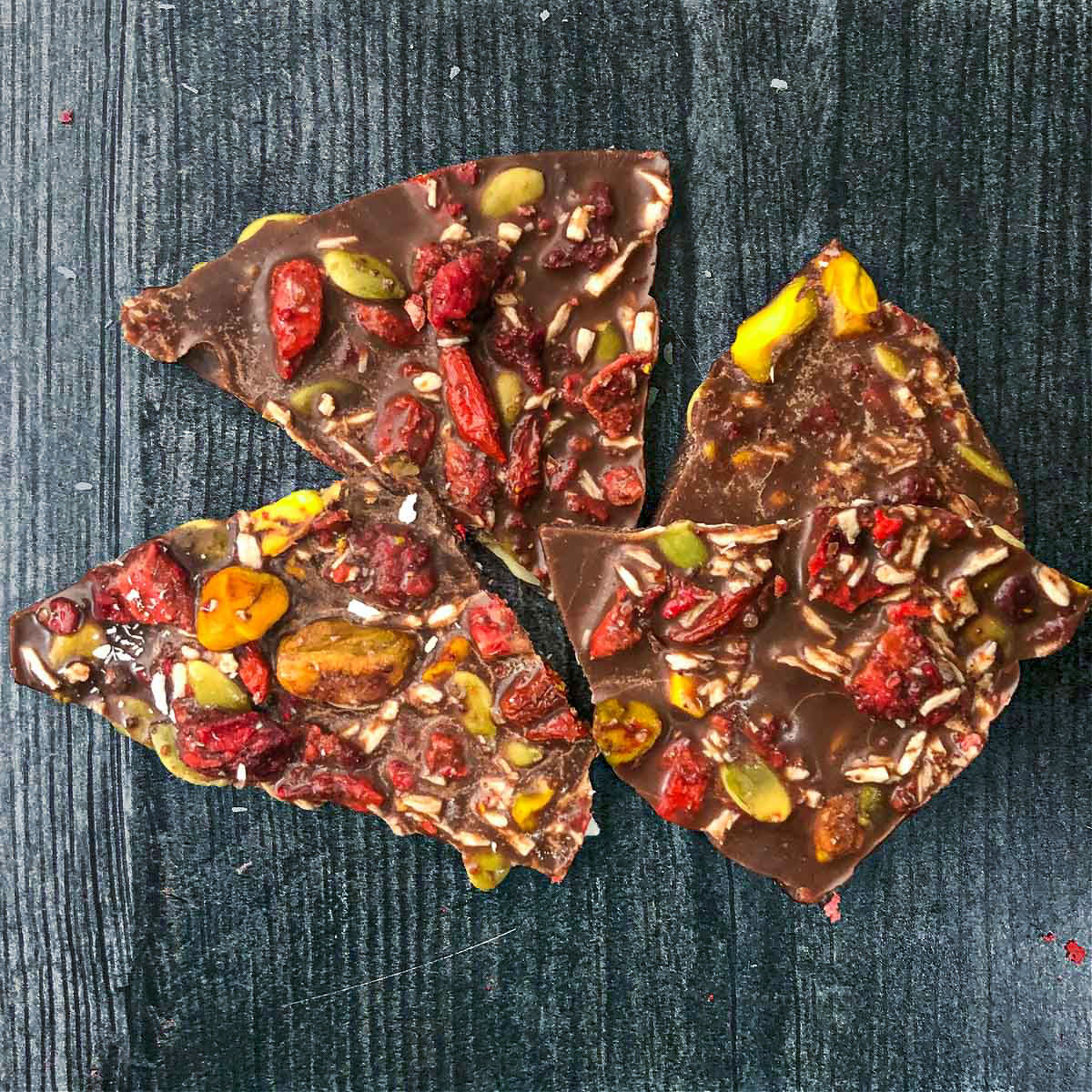 3 pieces of healthy chocolate bark for Christmas gift