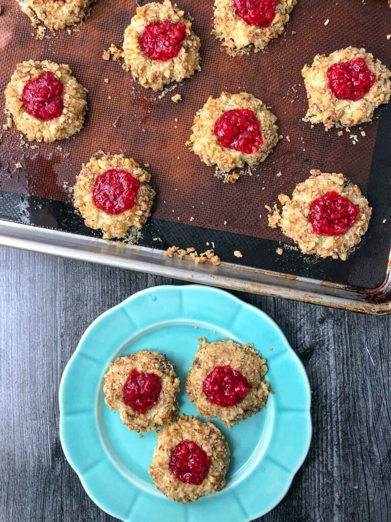 Keto Thumbprint Cookies with Jam - sugar free, gluten free holiday cookie!