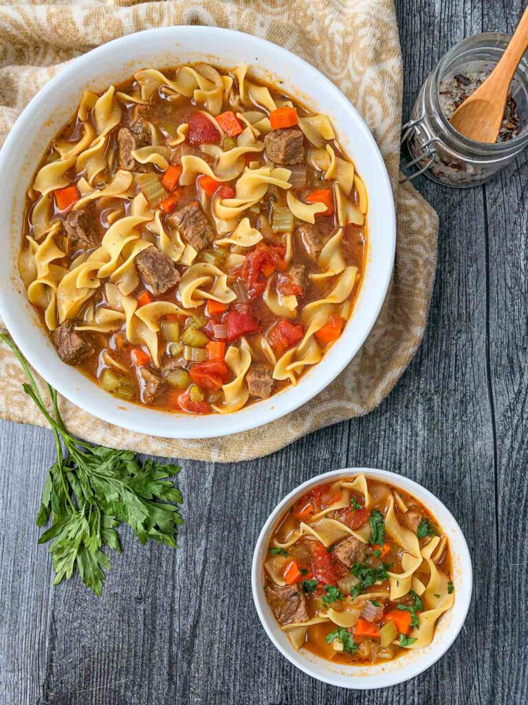 Vegetable Beef Noodle Soup - easy, hearty and comforting soup recipe!