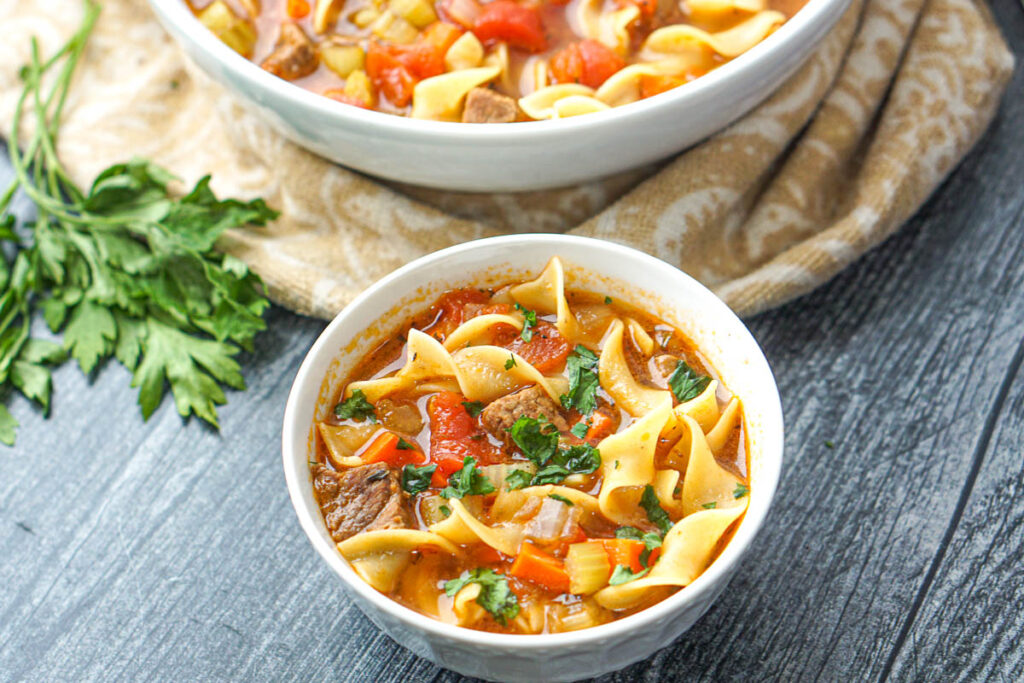 Vegetable Beef Noodle Soup easy, hearty and comforting soup recipe!