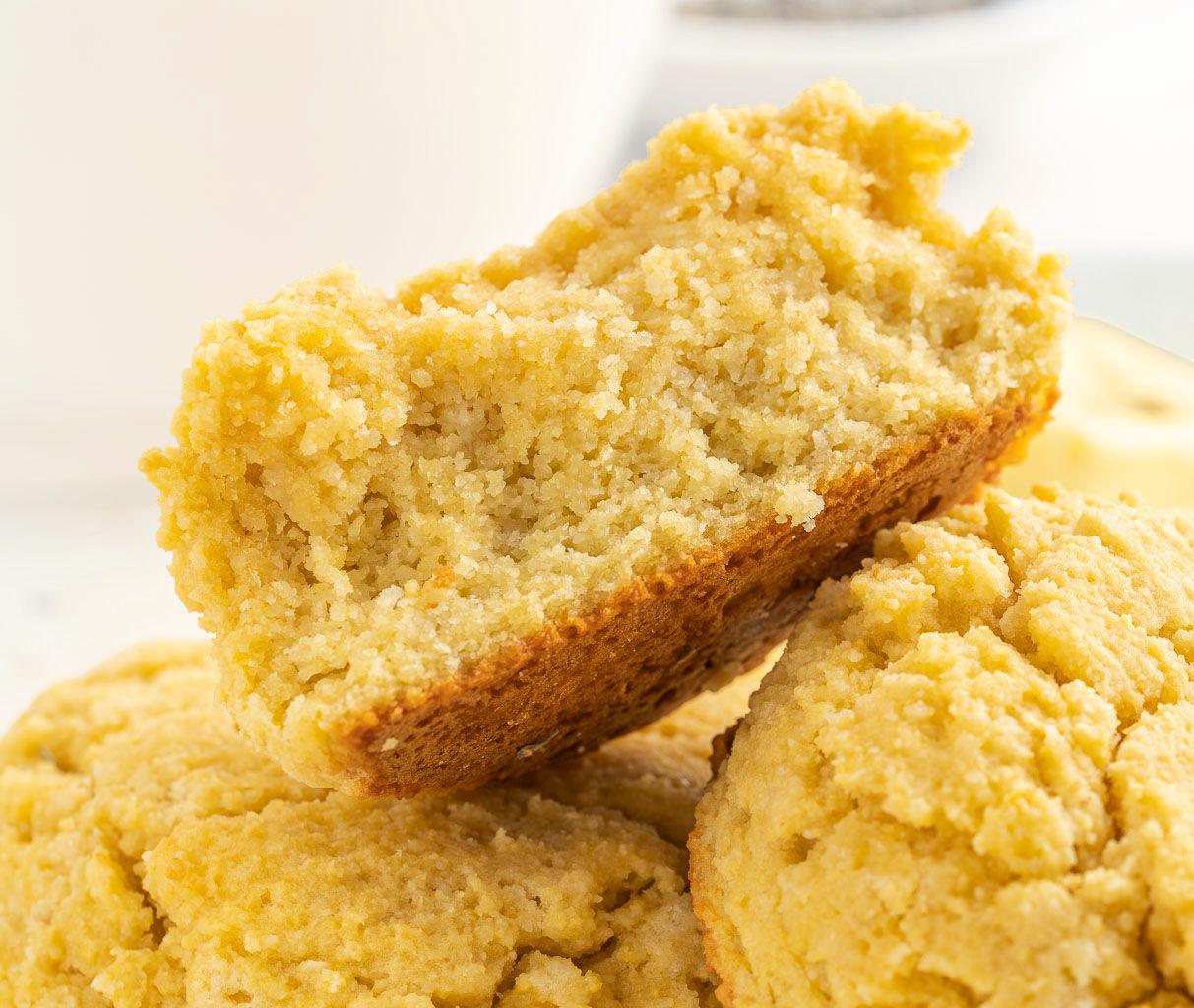 extreme close up of half a biscuit