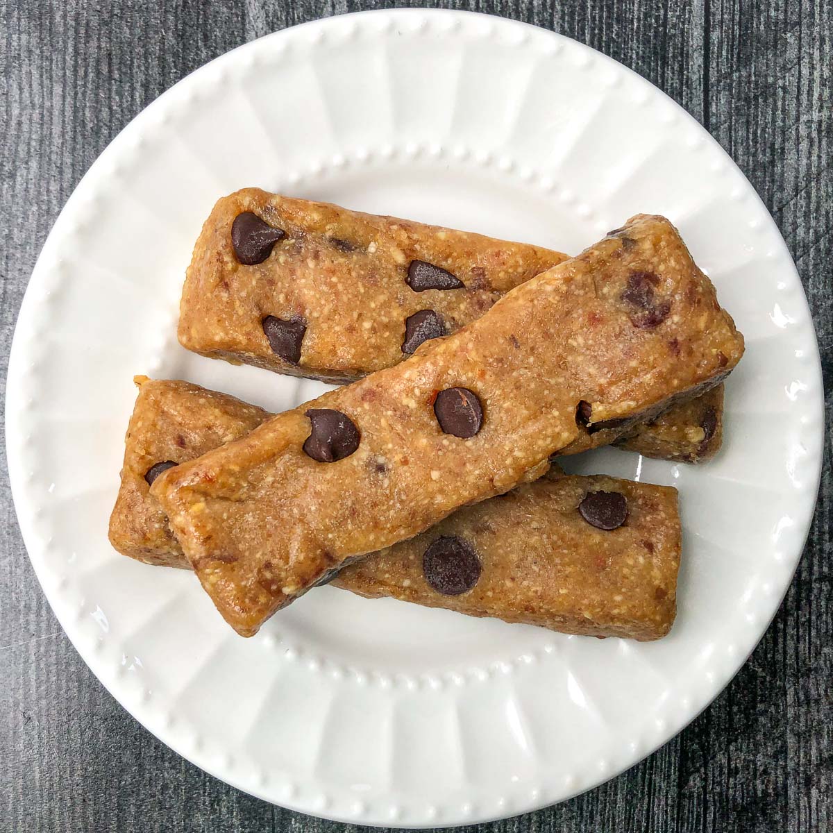 white plate with 3 homemade Larabars 