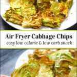 plates with low carb air fryer cabbage leaves with text