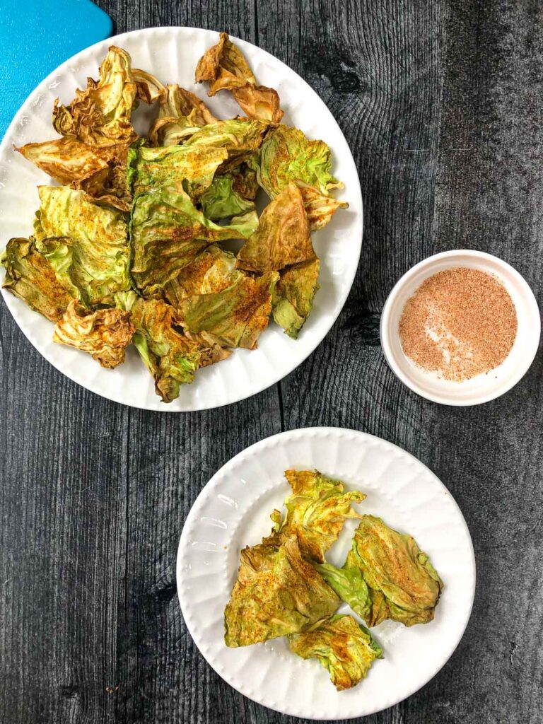 Air Fryer Cabbage Chips Recipe easy, low carb, low calorie snack!