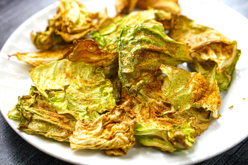 Air Fryer Cabbage Chips Recipe easy, low carb, low calorie snack!
