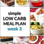 collage of low carb meals and text