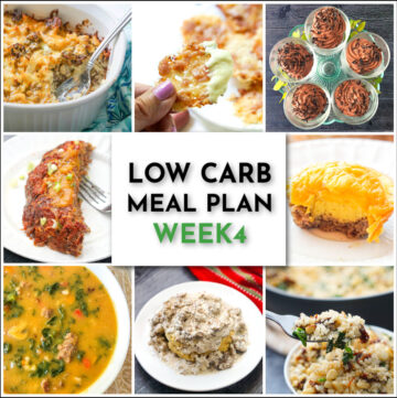 collage of low carb meals with text