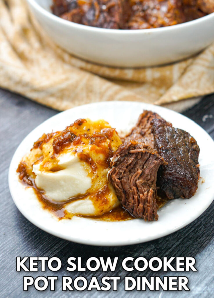 Slow Cooker Keto Pot Roast Dinner easy recipe using onion soup mix!